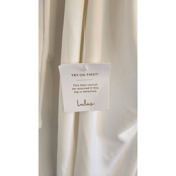 Lulus White Backless Long Sleeve Ruched Wedding Dress Extra Large V Neck NWT - Picture 7 of 8